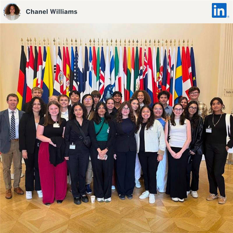 UT Austin senior Chanel Williams celebrating her study abroad experience with Texas Global.