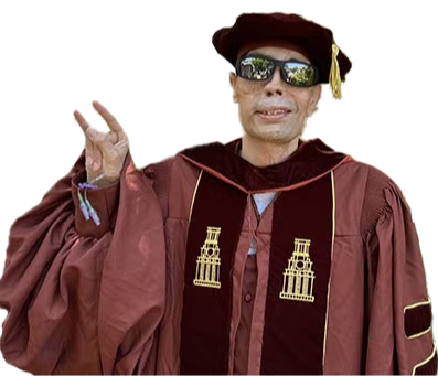 Qusay Hussein in Ph.D. regalia