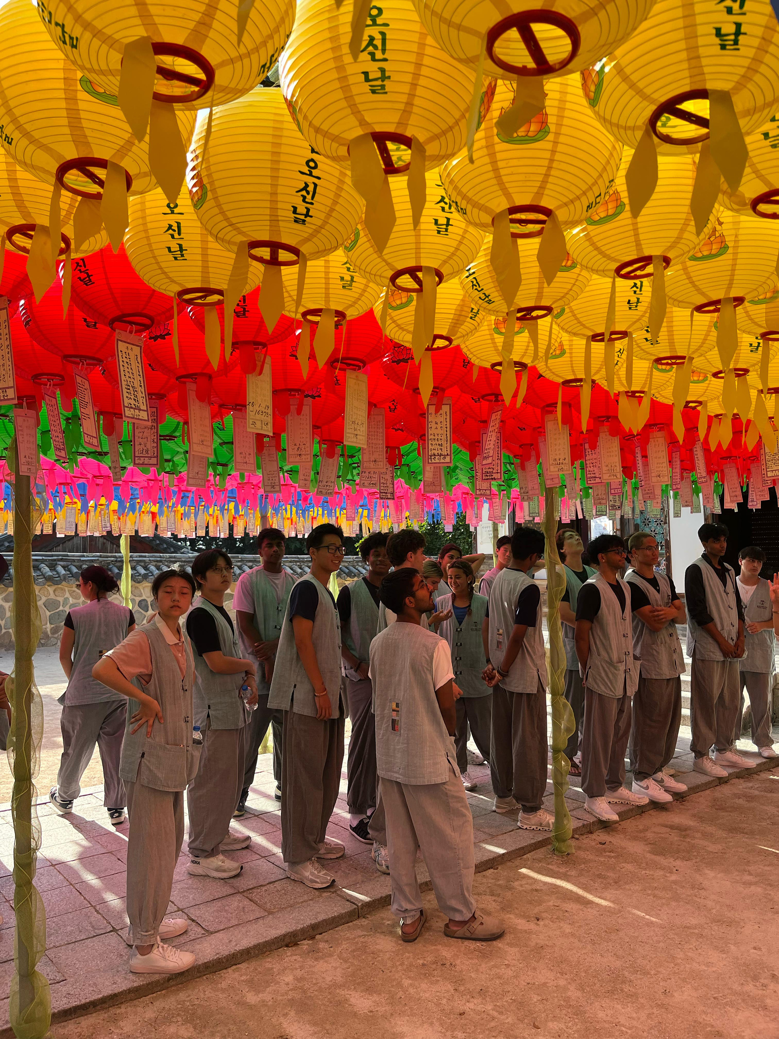 Students performing in a Korean parade
